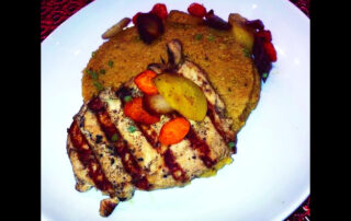 chicken breast and roasted rainbow carrots