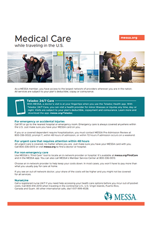 Medical care while traveling in the U.S.