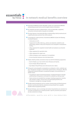 Essentials by MESSA overview